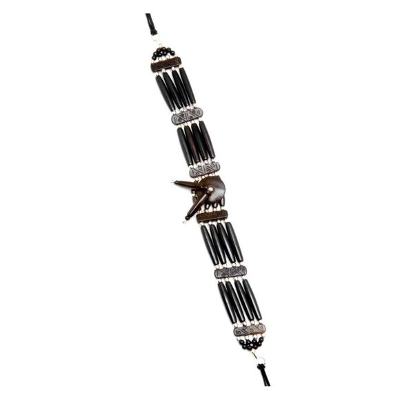 Jewelry - Buffalo Bone 4 Line Choker Bone Beaded Native American Necklace Antique Coffee